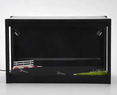 1: 64 масштаб Diorama сплав модель автомобиля Парковка ПВХ гараж сцена с светодиодный светильник коробка для хранения аниме тема дисплей шкаф Чехол игрушка - Цвет: Racing Scene
