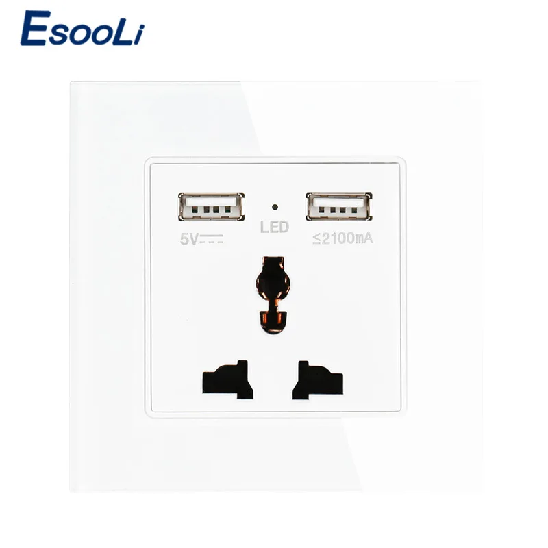 Универсальная Розетка Esooli с двойным USB-портом для зарядки 110 А 250 ~ в 13 а |