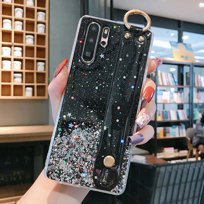 Блестящий чехол на запястье для Huawei P40 Lite P30 Pro чехлы бампер Nova 5T 3 3i 2i Mate 30 20 10 P10
