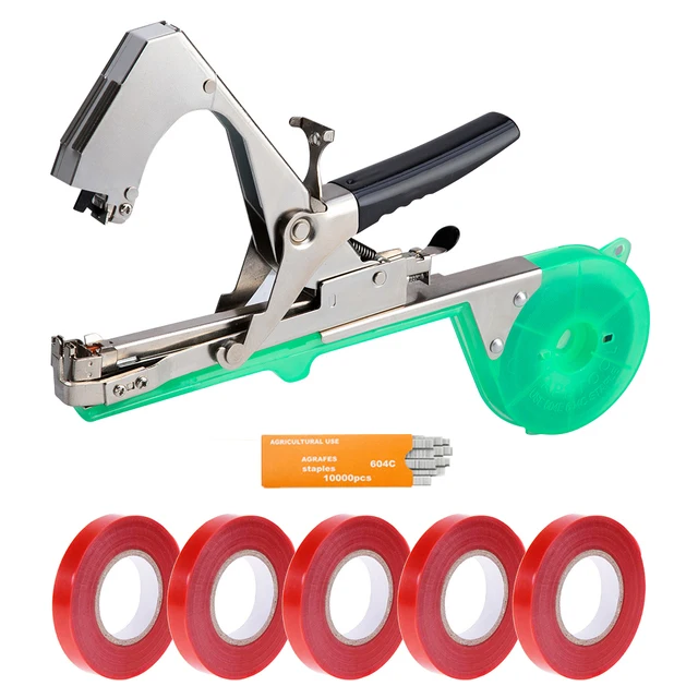 A1 Tying Machine Plant Garden Plant Tapetool Tapener +10 Rolls Tape Set for Vegetable Grape Tomato Cucumber Flower