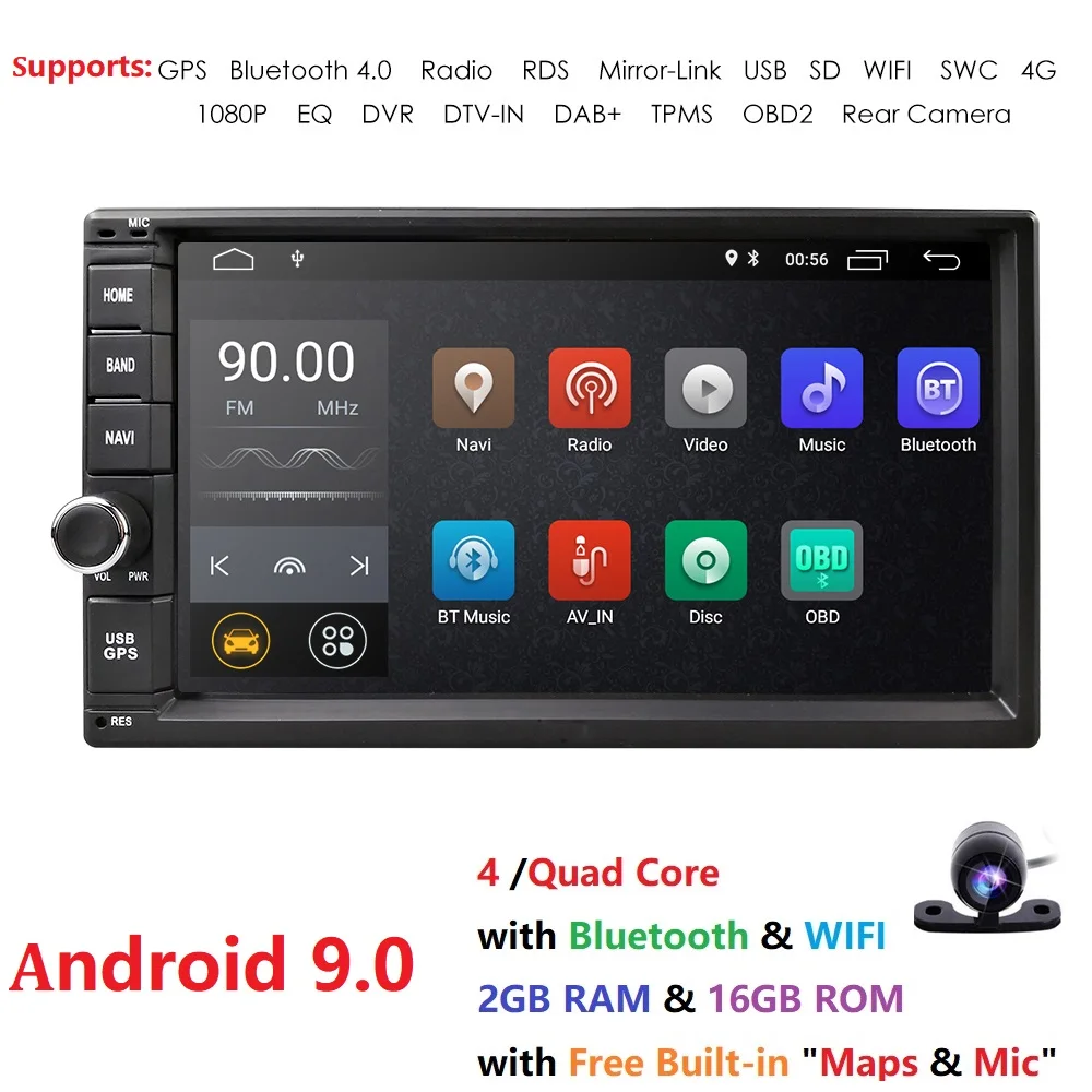 Excellent Android 9.0 universal Car Radio 7" 2 din car radio Car DVD Player GPS NAVIGATION WIFI Bluetooth Player RDS DVR DVBT SWC 2G+16G 0 Excellent Android 9.0 universal Car Radio 7" 2 din car radio Car DVD Player GPS NAVIGATION WIFI Bluetooth Player RDS DVR DVBT SWC 2G+16G 0