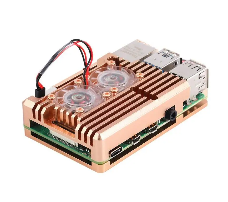 Pi 4Case Gold Color Raspberry Pi 4 4B чехол Корпус с ЧПУ алюминиевая крышка радиатор вентилятор охлаждения для Raspberry Pi 4 Модель B - Цвет: Pi 4Case Gold Color