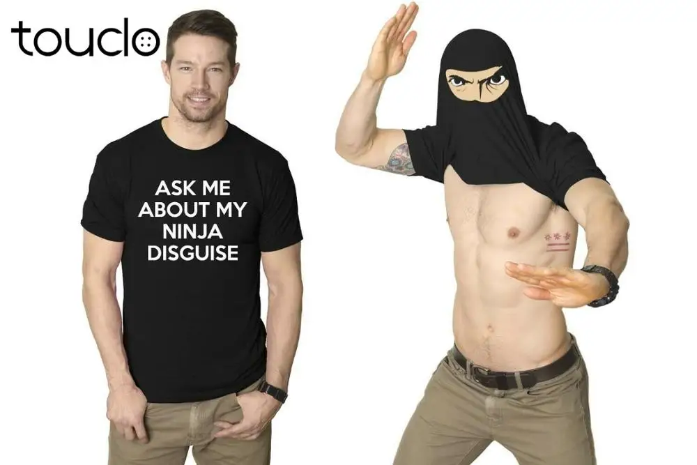 Мужская футболка с откидной крышкой и надписью Ask Me About My Ninja | одежда