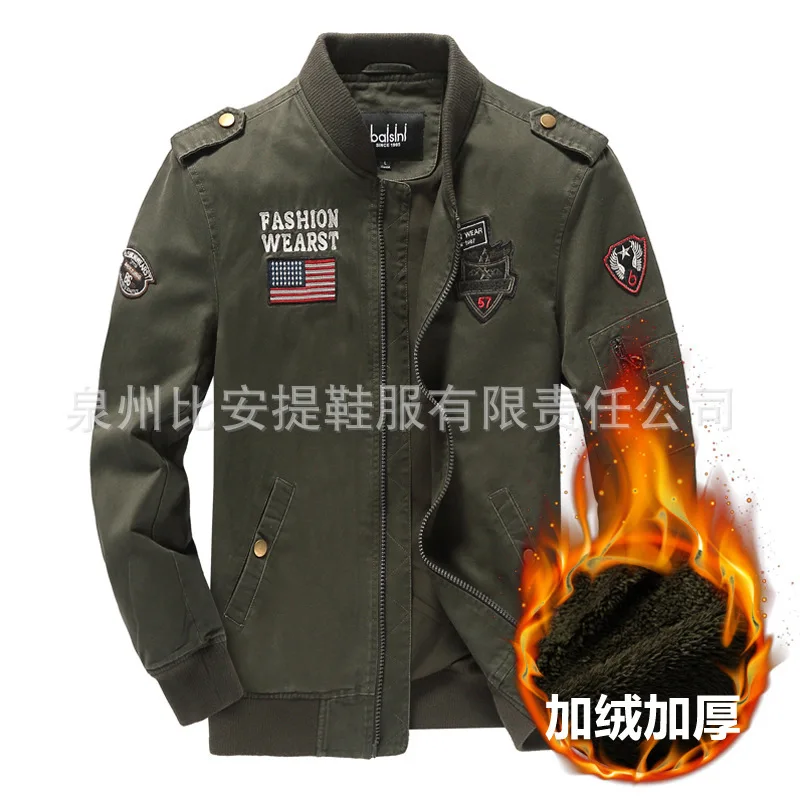 

19 Years Autumn & Winter Men Stand Collar Jacket Air Force Flight Suit Cotton Slim Fit Tops Men's Stand Collar Coat
