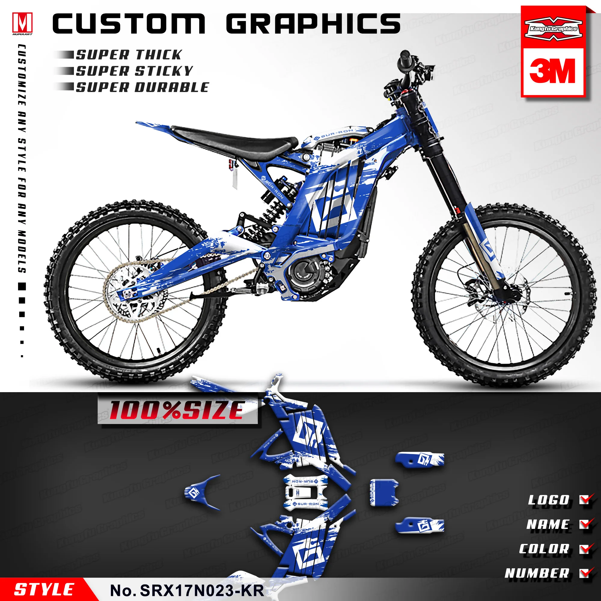 

KUNGFU GRAPHICS Motorcycle Décor Vinyl Wraps for Sur-Ron Light Bee X/S Segway X160 X260 Electric Bike, Customizable