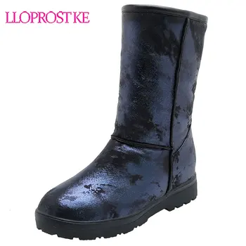 

Lloprost ke Ankle Snow Boots Women Winter Plush Warm Fur Flat Shoe Woman Fashion Round Toe Slip On Waterproof Platform Boots
