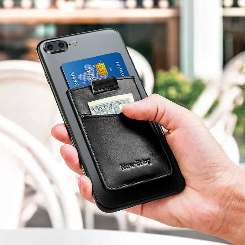 NewBring, ультра тонкий, натуральная кожа, универсальный, задний ID держатель для карт, для телефона, бизнес, кредитный карман, 3 м, клейкий чехол, наклейка
