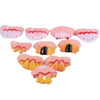 

10 pcs Gadget Rubber Costume Party Ugly Gag Inflamed Badly Worn Fake Teeth Ran DIY Toy