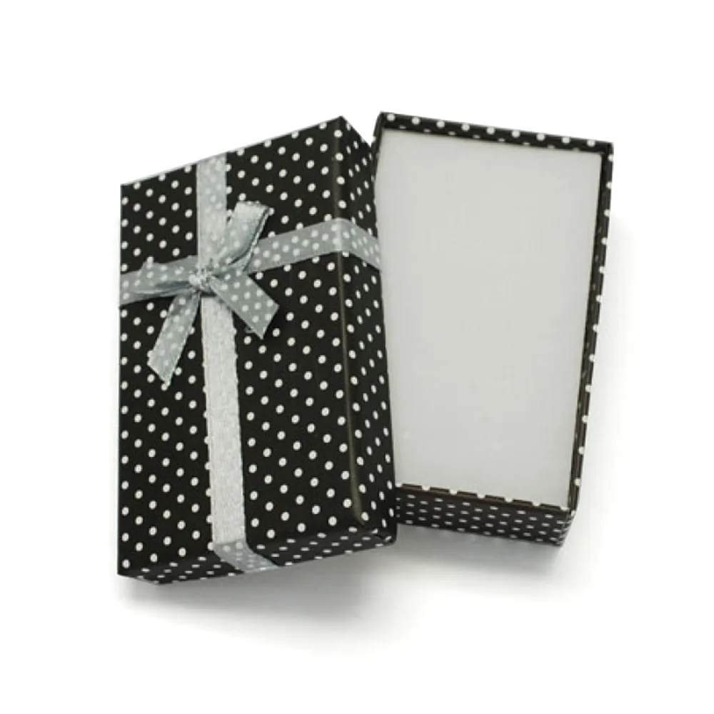 12x Polka Dot Cardboard Jewelry Set Boxes Bowknot Gift Case Rectangle 90x70x30mm 