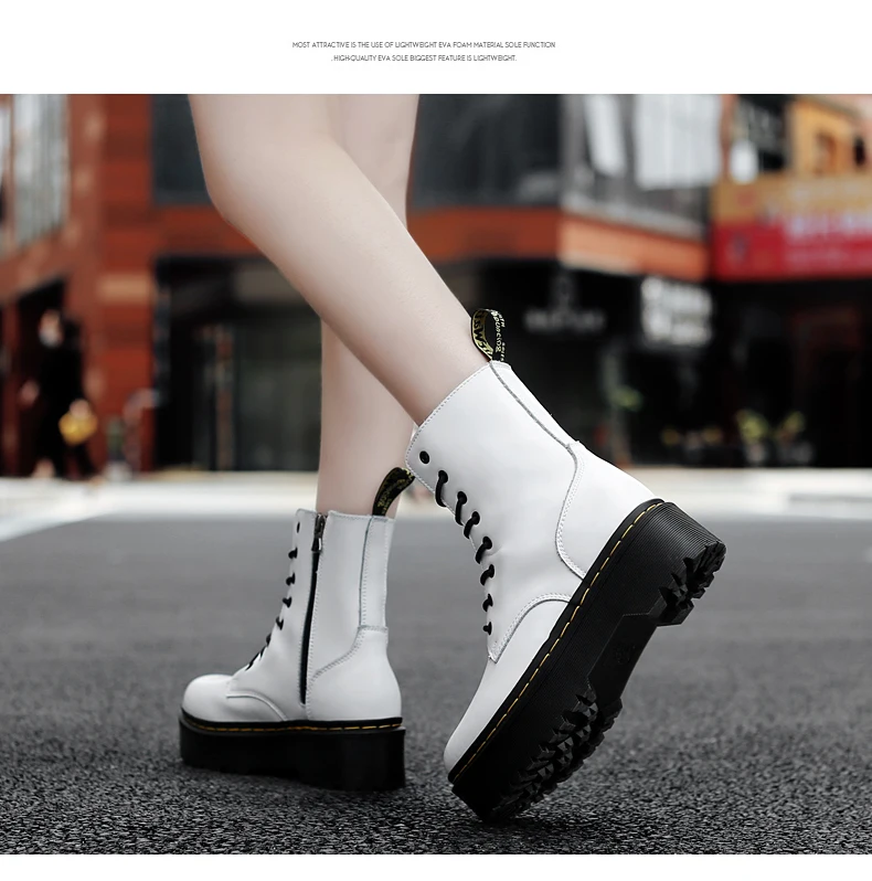 Martens Chelsea Boots Women Shoes New Black Leather Ankle Boots Women Punk Shoes Thick Bottom Platform Motorcycle Boots De Mujer Martens Chelsea Boots Women Shoes New Black Leather Ankle Boots Women Punk Shoes Thick Bottom Platform Motorcycle Boots De Mujer