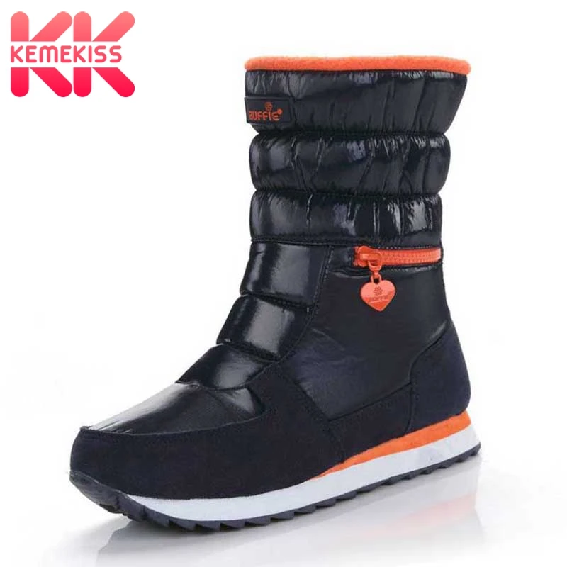 

KemeKiss 9 Colors Keep Warm Ladies Snow Boots Round Toe Comfortable Fur Mid Calf Boots Thick Bottom Zipper Shoes Size 35-41