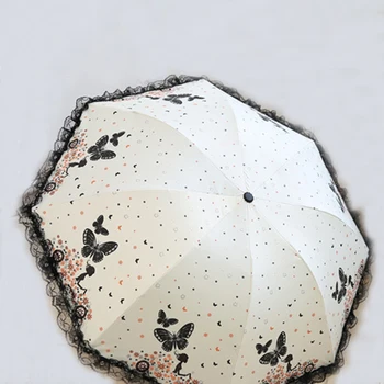 

Ladies Three Folding sun umbrella UV protection umbrella dual-purpose black rubber sunscreen umbrellas Outdoor Parapluie