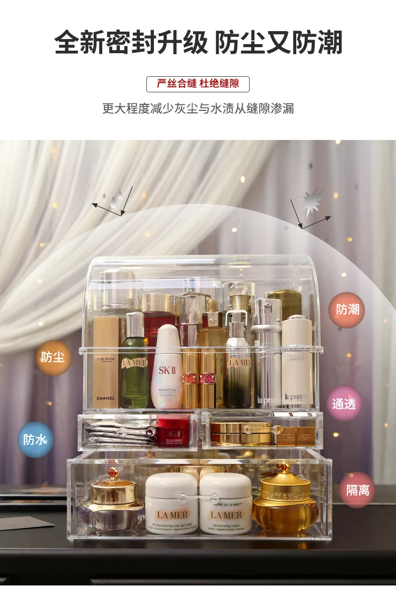 Fashion Transparant Makeup Organizer cassetto antipolvere Acryl Skincare  Storag Box rossetto profumo Rangement bagno Organizer