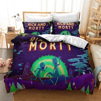 

Home Textile Rick and Morty 3d Bedding Set Adult Kids Cartoon Popular Character Duvet Cover Set Pillowcase Queen King Bedclothes