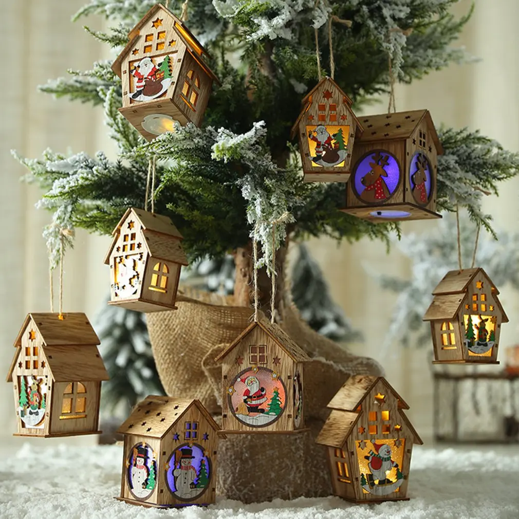 Cabin With Lights Christmas Pendant Creative Christmas Tree Ornament Christmas Decoration Diy Small House