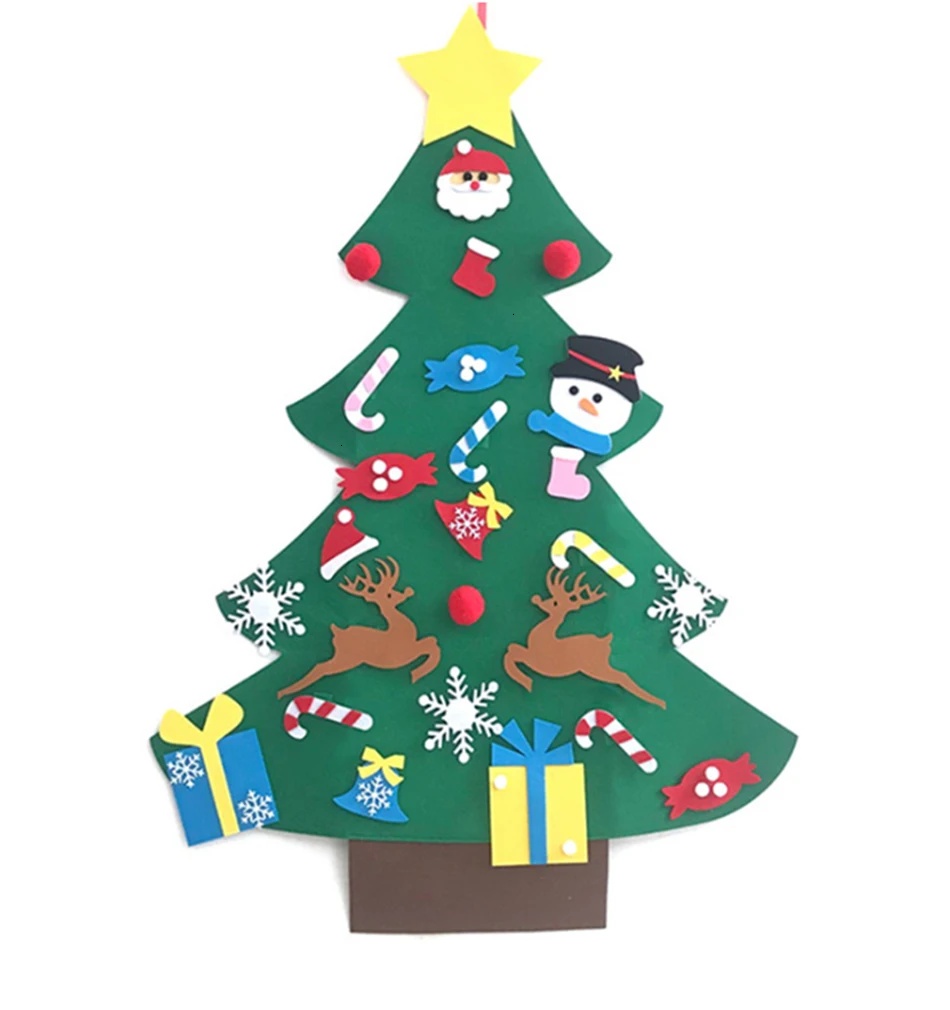 DIY Felt Christmas Tree Children’s Toy New Year Gifts Educational Toys Artificial Tree Wall Hanging Ornaments Puzzles For Kids