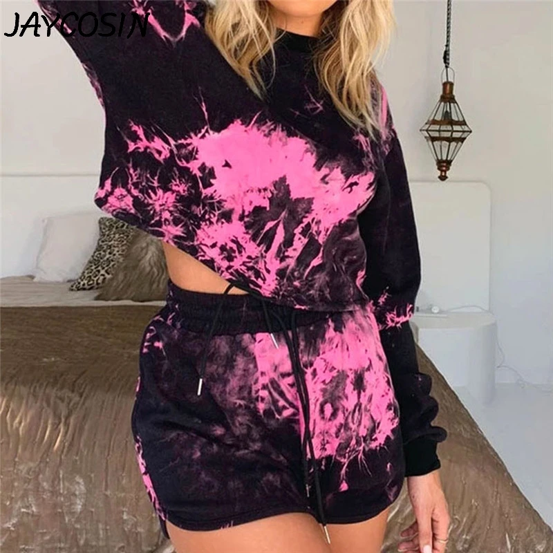 Женский спортивный костюм JAYCOSIN с цветочным принтом топ круглым вырезом и длинным
