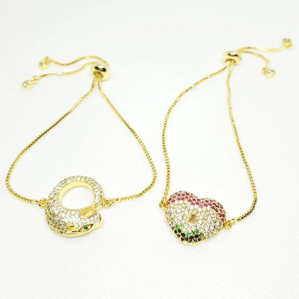 Радужный Браслет с сердцем, циркон для женщин, 24 k, золотые ювелирные изделия, Радужный Браслет Дружбы, регулируемый браслет, drpb-19