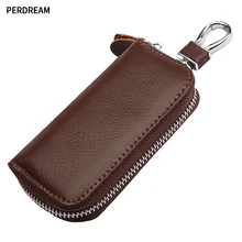 Кожаная сумка для ключей от автомобиля, мужская кожаная многофункциональная сумка для ключей, Большая вместительная посылка для ключей на молнии