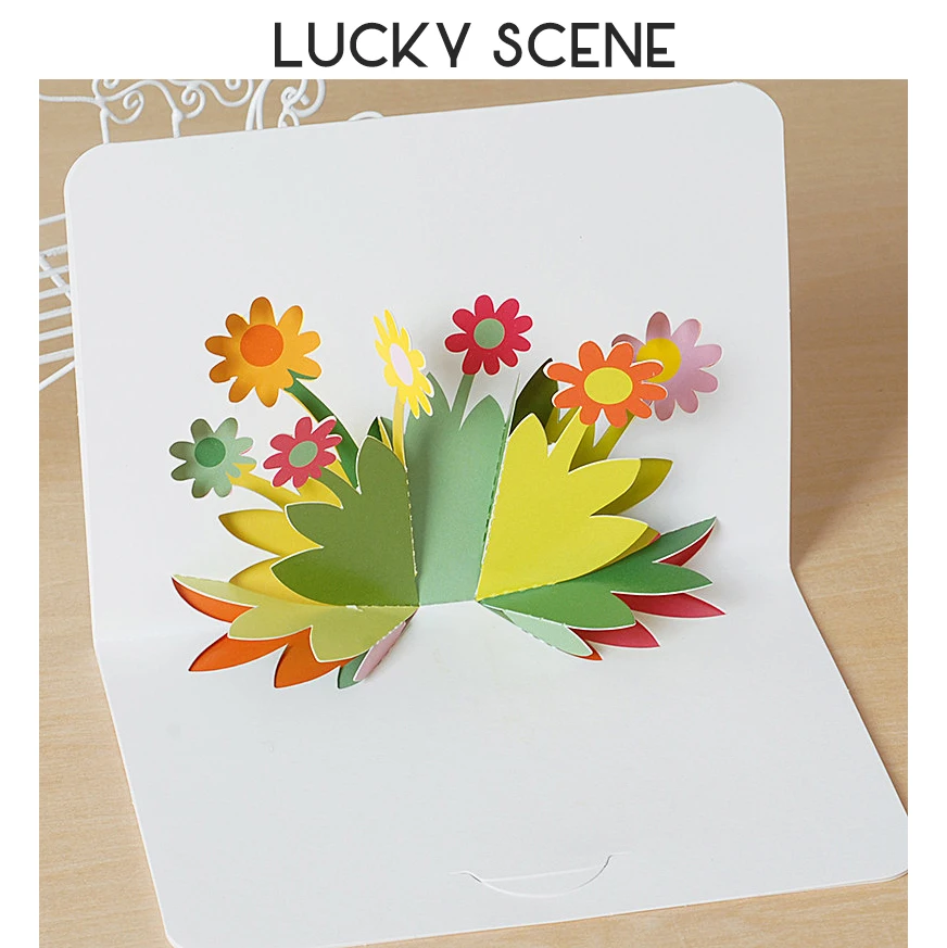 3D Pop-Up Cards Birthday Card Thank-you for Girl Kids Wife Husband Birthday Gift Cake Greeting Card Postcards S00763