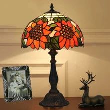 30 см настольная лампа Тиффани с солнечным цветком из смолы, базовая спальня, оригинальная прикроватная лампа, модная Регулируемая лампа, Ретро настольные лампы
