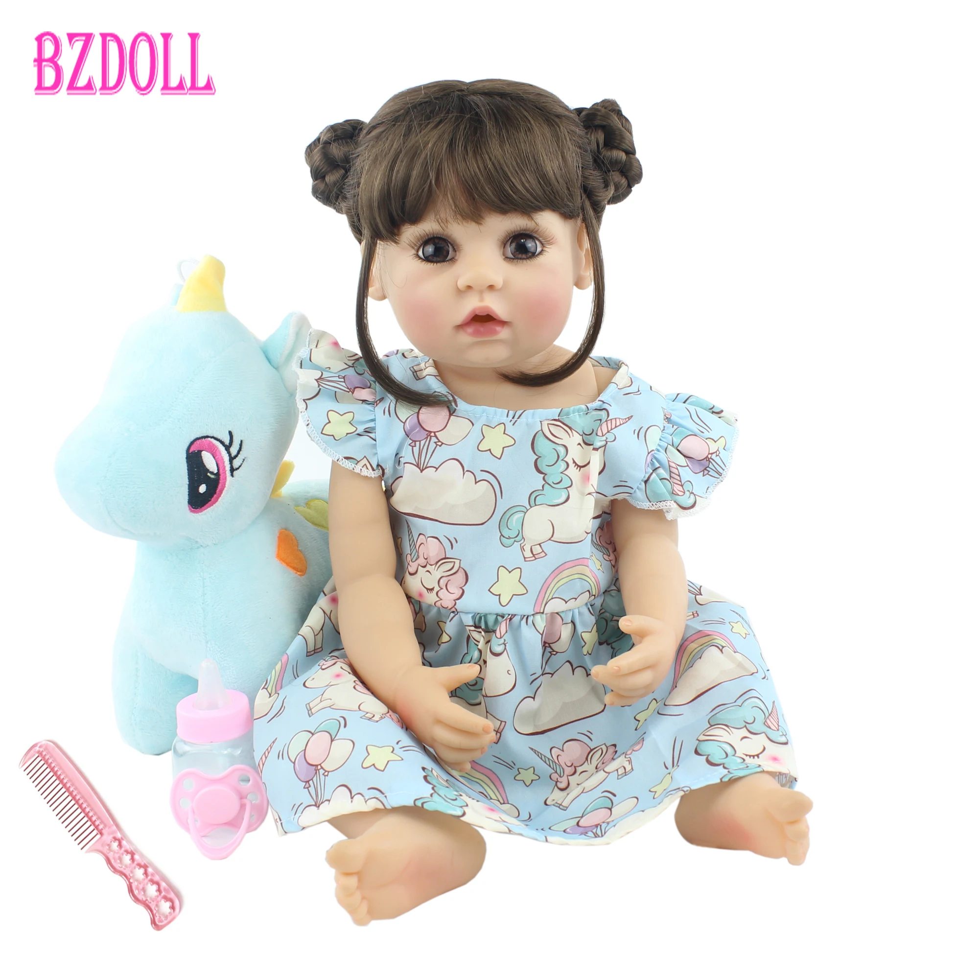 55 см новая силиконовая кукла Reborn Baby Doll виниловая для новорожденных платье