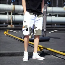 Камуфляж карго свободные летние шорты Канье Уэст карго шорты для мужчин шорты с карманами длиной до колен мужские карго шорты