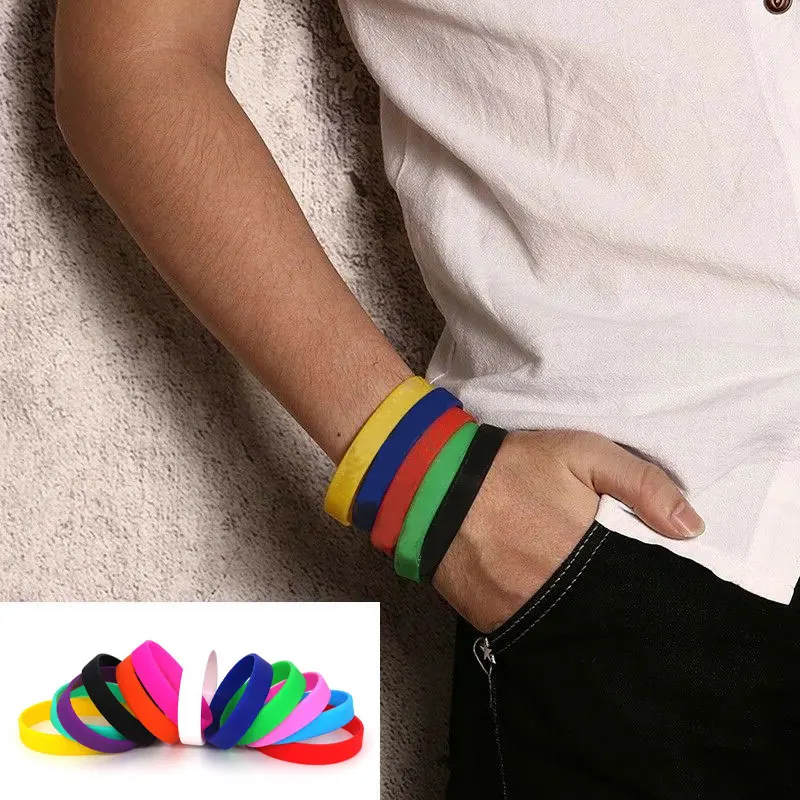 Casual Sports Fitness Silicone Rubber Elasticity Wristband Cuff Bracelet Basketball Sports Wrist Band Силиконовый браслет 3
