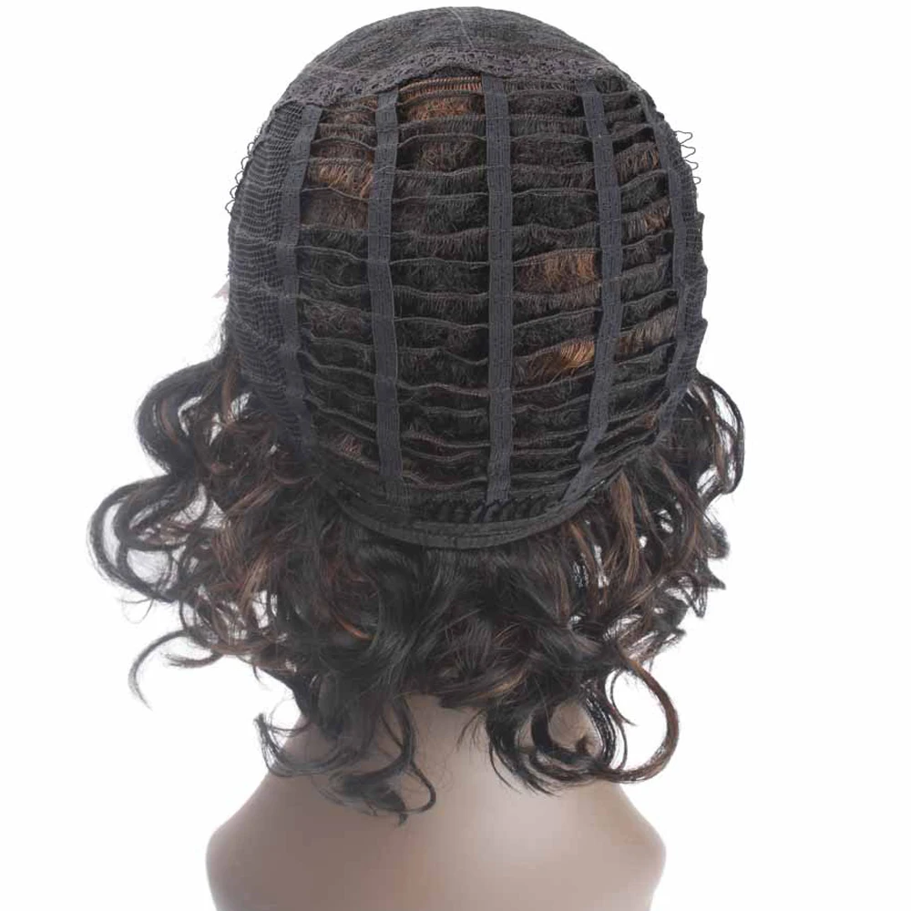 Короткие кудрявые синтетические волосы на кружеве парики для черных женщин X-TRESS Омбре коричневый цвет африканская прическа парик шнурка часть