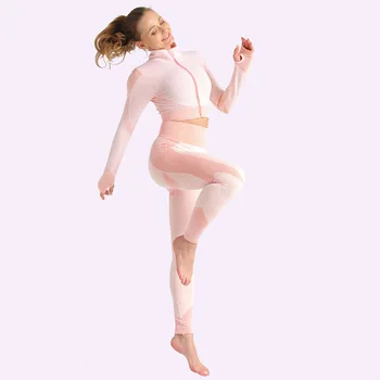 

women Sport Suit Women Seamless Fitness Clothing Gym Clothes Sports Set Yoga Suit Long Sleeve and Vest Workout Clothes Leggings