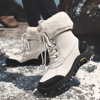 

Women 2020 Snow Boots Platform Wedge Warm plush winter Boots for Woman high top Large Size Plus Velvet Snow Boots women