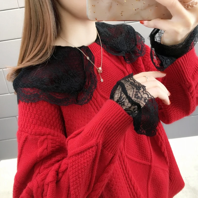 

Room 153934, no. 3 in 4 】 to film a new hollow lace render unlined upper garment sweater two-piece + 75