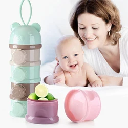 Boîte Portable de stockage des aliments pour bébés, 4 couches, Style ours, pour céréales essentielles, lait en poudre pour nourrissons, conteneur de collations pour tout petits 