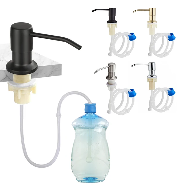 สแตนเลสสตีลอ่างล้างจานสบู่เหลว Built-In ปั๊มโลชั่นหัว Extension ซิลิโคนชุดสำหรับห้องครัวสบู่ Dispenser 1 สแตนเลสสตีลอ่างล้างจานสบู่เหลว Built-In ปั๊มโลชั่นหัว Extension ซิลิโคนชุดสำหรับห้องครัวสบู่ Dispenser 1