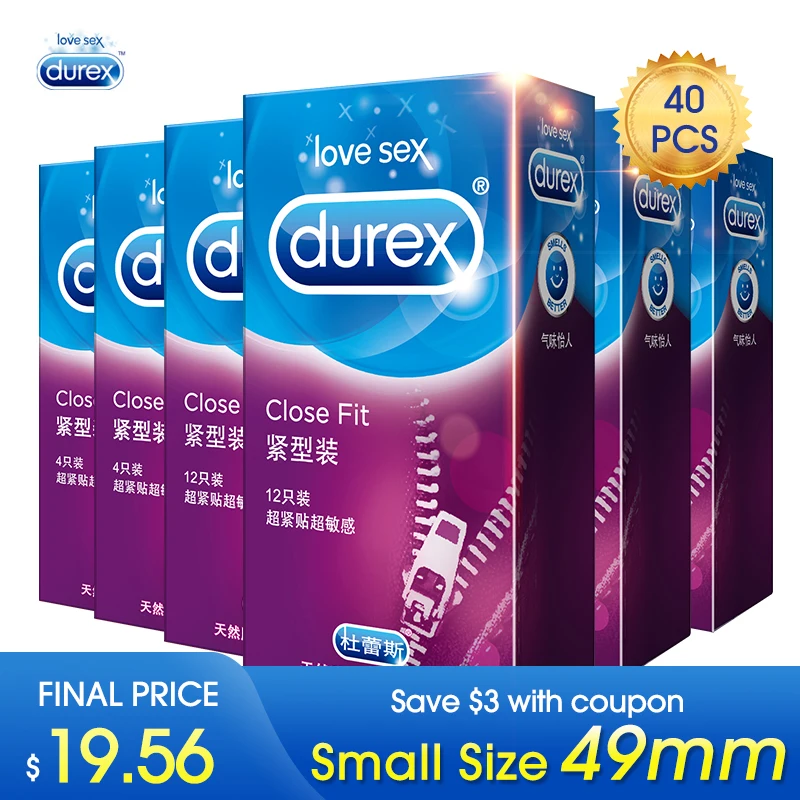 Durex Condoms Close Fit 49mm Condom Natural Latex Extra Lubricants Small Size Penis Sleeve Erotic Products Sex Toy for Men Shop 1