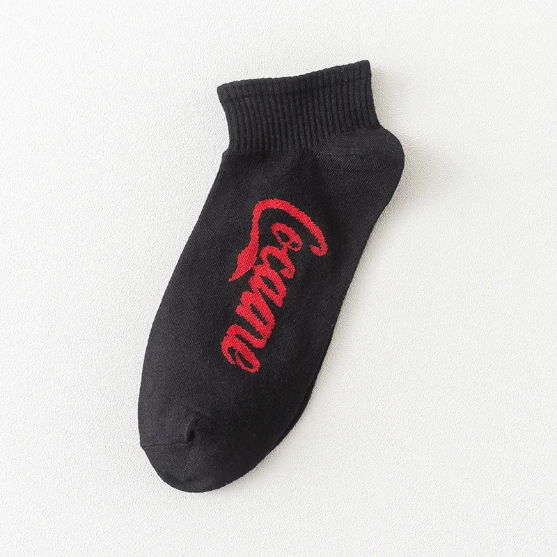 5 pairs Men's Socks Trends Hip Hop Couple Socks Street Europe and America Low Help Boat Socks Men Cola socks - Цвет: Черный