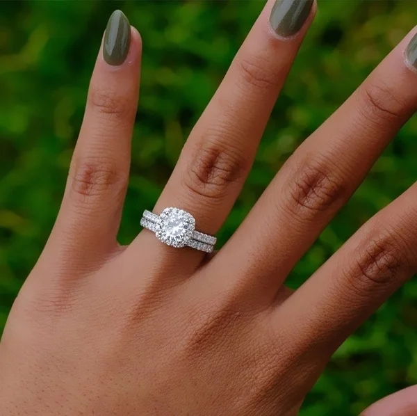 

Luxury Female Girls White AAA Zircon Ring Set 925 Sterling Silver Wedding Band Ring Jewelry Promise Engagement Rings For Women