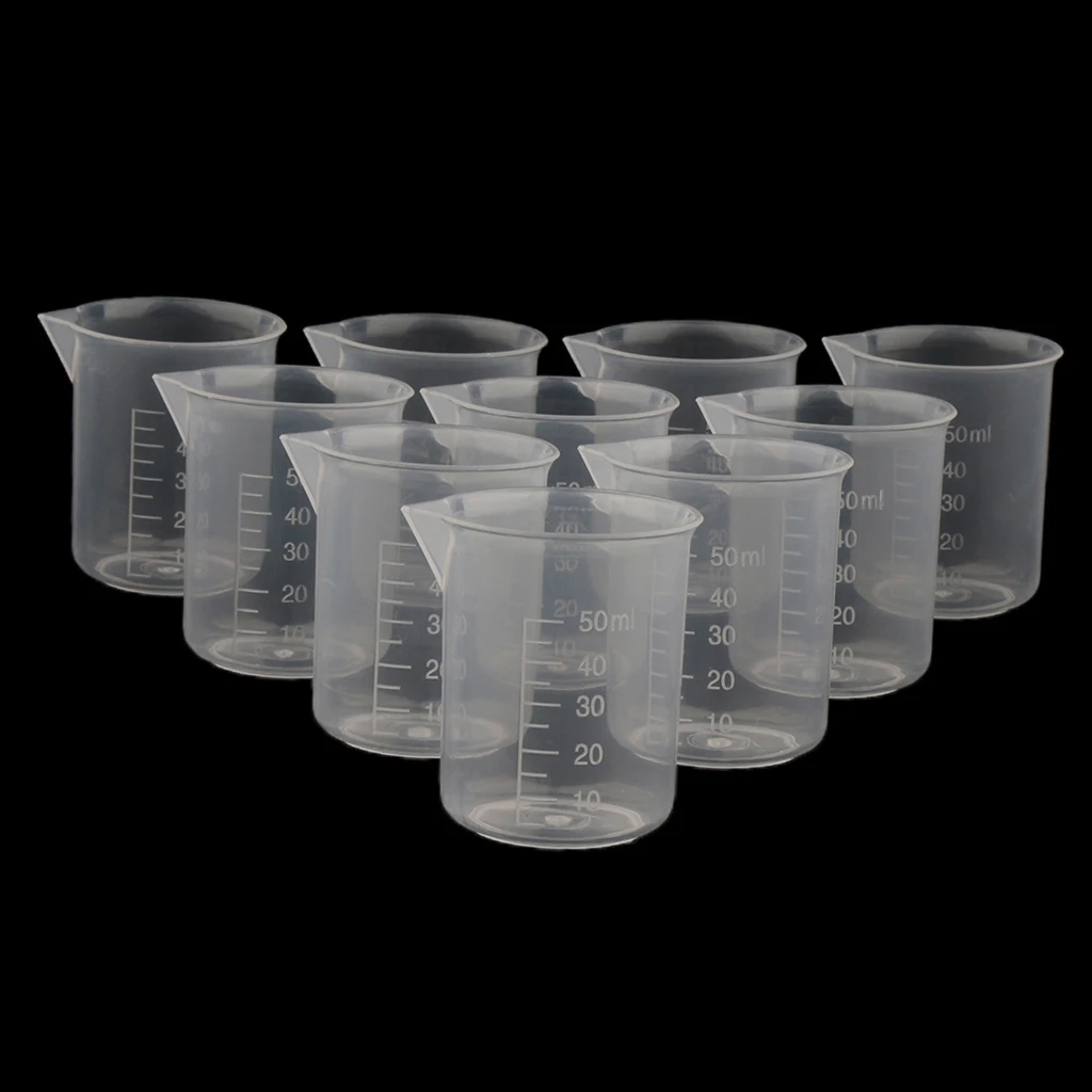 20 Pcs 50ml Reusable Plastic Measuring Cups Lab Graduated Beakers Measuring Jugs, Premium, Durable