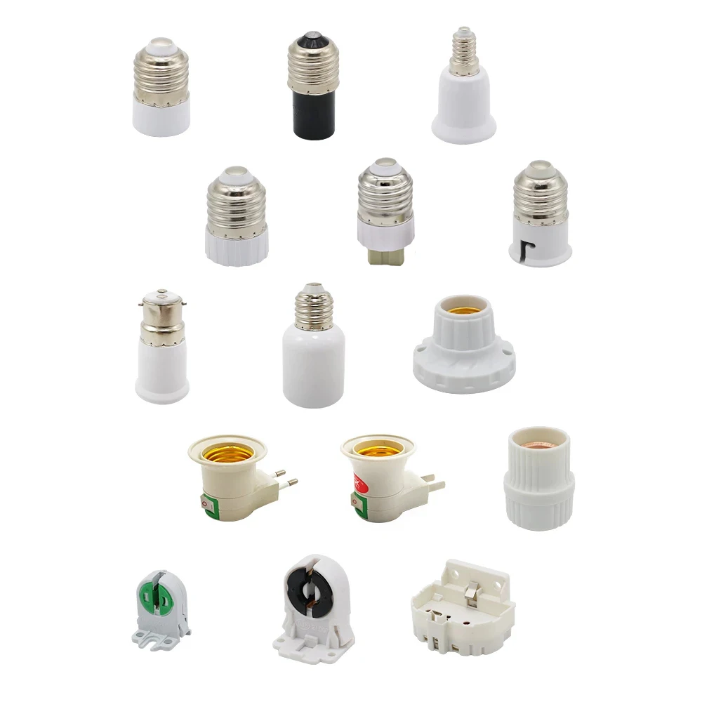 Lamp Holder Converter 2 Pieces/lot E27 E40 E14 B22 T5 T8 2G11 GU5.3 MR11 MR16 US EU Plug Socket Adapter