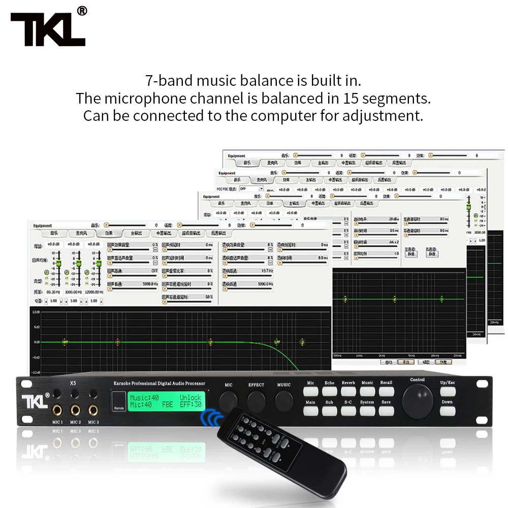 TKL X5 전문 디지털 효과 프로세서 USB/내장 소프트웨어 제어 오디오 프로세서