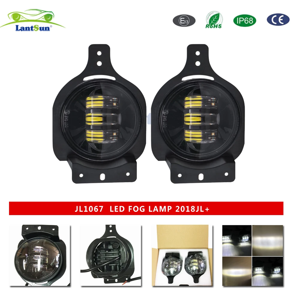 

JL1067 DOT Approved 4 Inch 30W CREE светодиодный Противотуманные фары для Wrangler JL 2018-2019 пара с монтажными кронштейнами LANTSUN