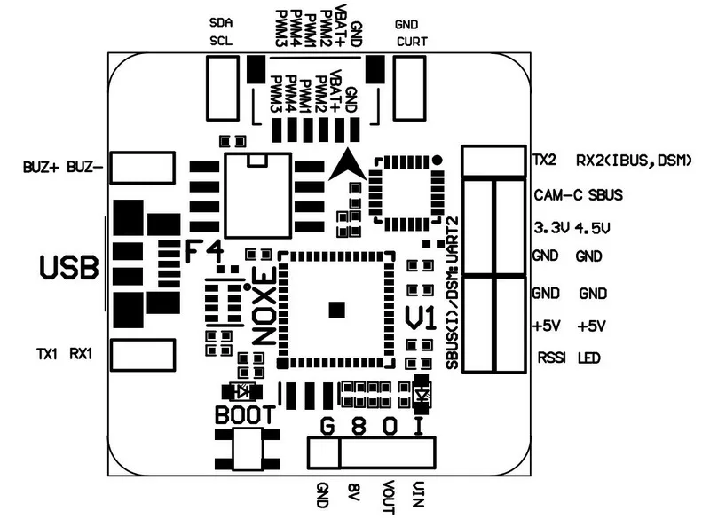 Модернизированный 20x20 мм Betaflight F4 NOXE V1 BEC Контроллер полета AIO OSD BEC w/LC фильтр барометр черный ящик для радиоуправляемого дрона FPV