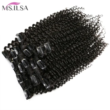 

Clips In Brazilian Human Hair Afro Kinky Curly Clip In Human Hair Extensions Natural Color Remy Hair