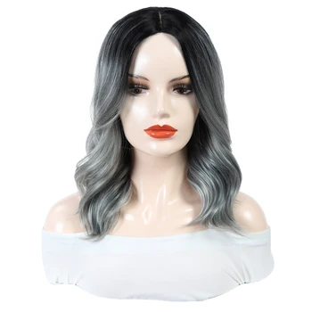 

X-TRESS Bob Trendy Wigs Short Wavy Ombre Grey Lace Front Wig pelucas de mujer Synthetic Heat Resistant Hair Wigs for Women