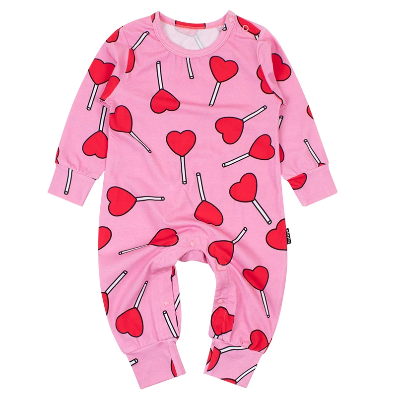 Детские комбинезоны, Модная хлопковая одежда с принтом для новорожденных мальчиков и девочек, одежда для малышей, комбинезон для прогулок на открытом воздухе с длинными рукавами - Цвет: Lollipop