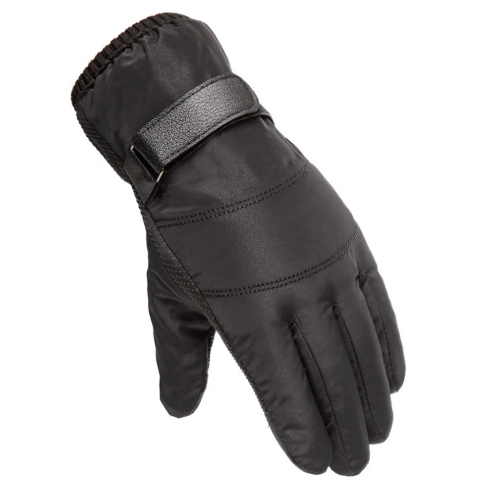Зимние перчатки с сенсорным экраном, ветрозащитные, водонепроницаемые, для спорта на открытом воздухе, для катания на лыжах, теплые, противоскользящие, на весь палец, плотные перчатки - Цвет: Черный