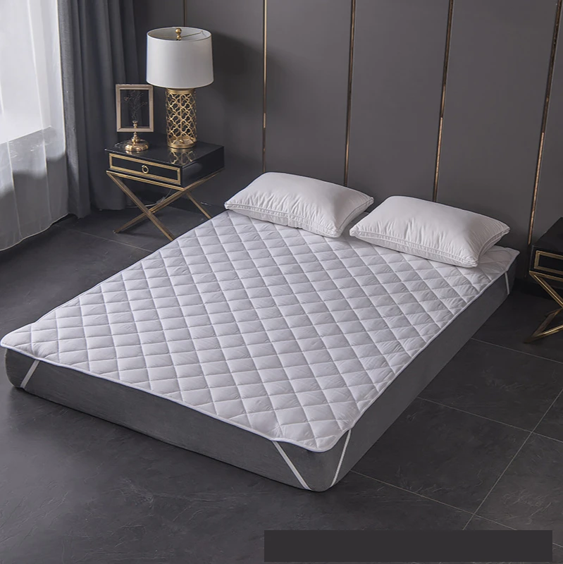 Non-Slip Mattress Topper Solid Quilted Mattress Pad Cover Super Soft Breathable Protector with 4 Corner Elastic Belt