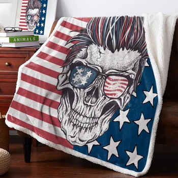 

Headgear Skeleton Stripes Stars Flag Warm Soft Blanket Office Sofa Plush Blanket Bedspreads Quilt Drop Ship