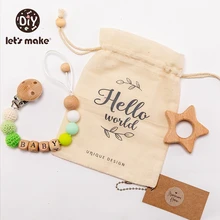 

Let's Make 1Pcs Wooden Pacifier Chain Clips Personalized Dummy Clip Baby Pacifier Chain for Baby Teething Soother Chew Toys Gift