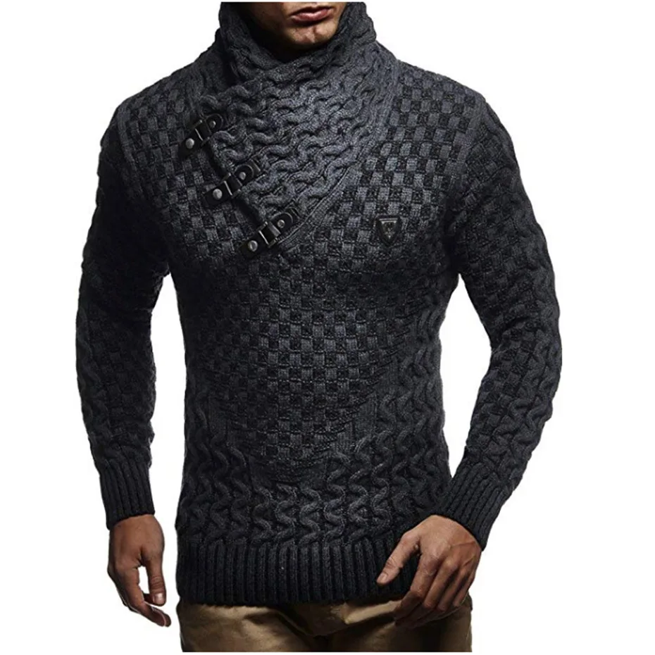 ZOGAA, мужские свитера,, теплый, хеджирующий, водолазка, пуловер, свитер, мужской, Повседневный, трикотаж, тонкий, зимний свитер, Мужская брендовая одежда - Цвет: Темно-серый